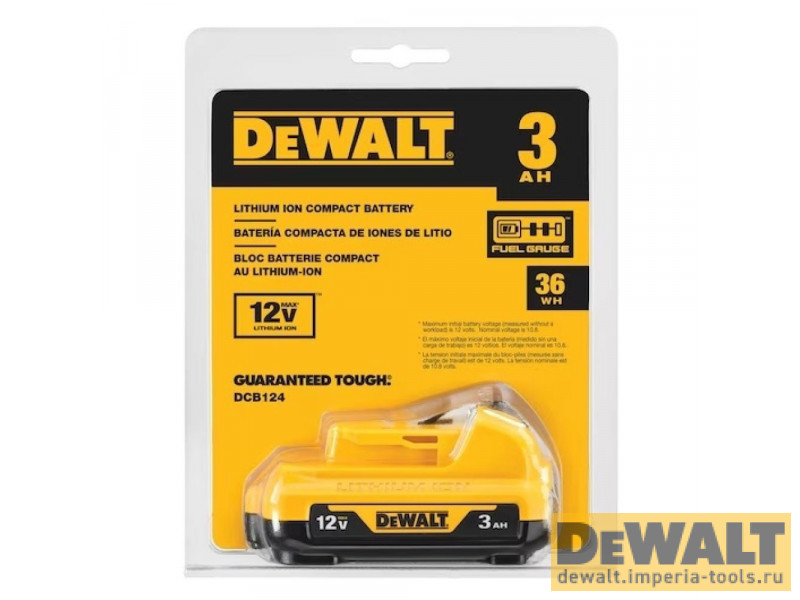 Аккумулятор DeWALT, Li-Ion, 12 В, 3 Ач, DCB124 Аккумулятор DeWALT, Li-Ion, 12 В, 3 Ач, DCB124
