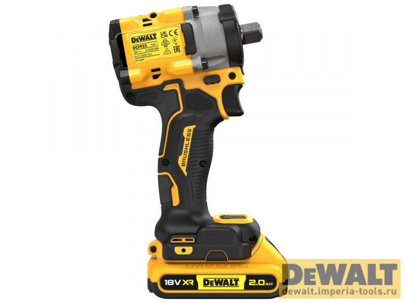 Аккумуляторный бесщеточный гайковерт DeWALT, 18 В, 610 Нм, 2500 об/мин, 3550 уд/мин, c 2 АКБ 2 Ач и ЗУ, в кейсе, DCF922D2T Аккумуляторный бесщеточный гайковерт DeWALT, 18 В, 610 Нм, 2500 об/мин, 3550 уд/мин, c 2 АКБ 2 Ач и ЗУ, в кейсе, DCF922D2T