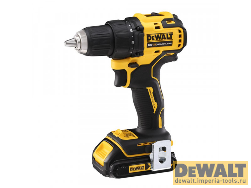 Аккумуляторная бесщеточная дрель-шуруповерт DeWALT, 18 В, 1650 об/мин, с 2 АКБ 1.5 Ач и ЗУ, в кейсе TSTAK, DCD708S2T
