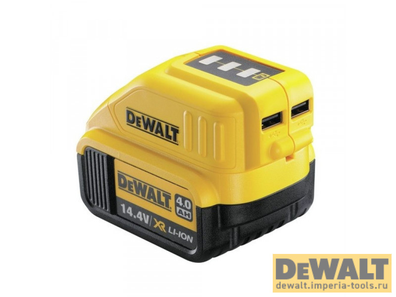 Зарядное устройство для мобильных устройств DeWALT, с 2 портами USB, 10.8-18 В, 1.5 А, DCB090 Зарядное устройство для мобильных устройств DeWALT, с 2 портами USB, 10.8-18 В, 1.5 А, DCB090
