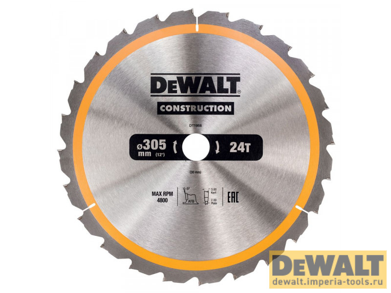 Пильный диск DeWALT CONSTRUCTION DT1958, 305/30 мм. Пильный диск DeWALT CONSTRUCTION DT1958, 305/30 мм.