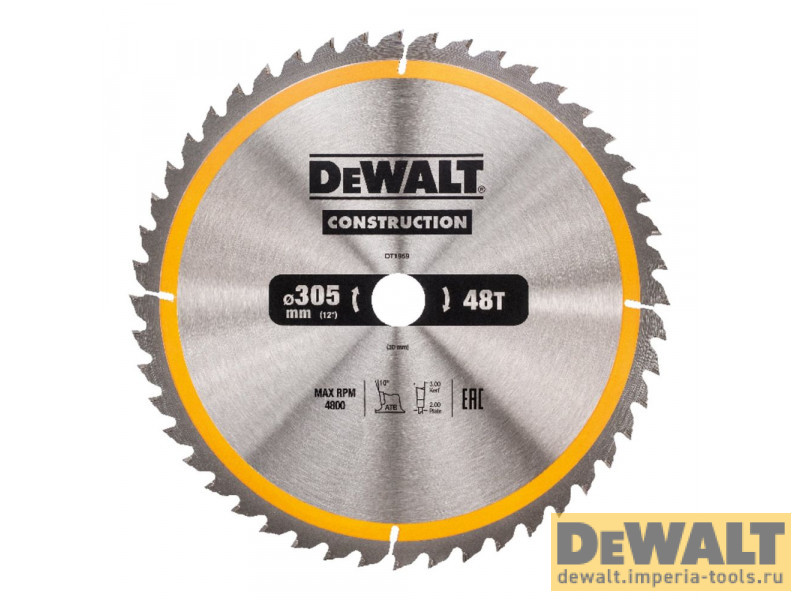 Пильный диск DeWALT CONSTRUCTION DT1959, 305/30 мм. Пильный диск DeWALT CONSTRUCTION DT1959, 305/30 мм.