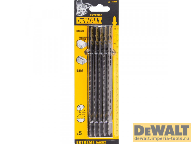 Пилка для лобзика DeWALT EXTREME DT2084, по сэндвич-панелям, BiM, 1180 x 148 x 2 x 120 мм, T718BF, 5 шт. Пилка для лобзика DeWALT EXTREME DT2084, по сэндвич-панелям, BiM, 1180 x 148 x 2 x 120 мм, T718BF, 5 шт.