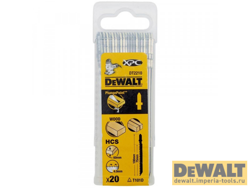 Пилка для лобзика по дереву DeWALT EXTREME PRECISION CUT DT2210, из высокоуглеродистой стали, HCS, 100 x 75 x 4.2 x 60 мм, T101D, 20 шт. Пилка для лобзика по дереву DeWALT EXTREME PRECISION CUT DT2210, из высокоуглеродистой стали, HCS, 100 x 75 x 4.2 x 60 мм, T101D, 20 шт.
