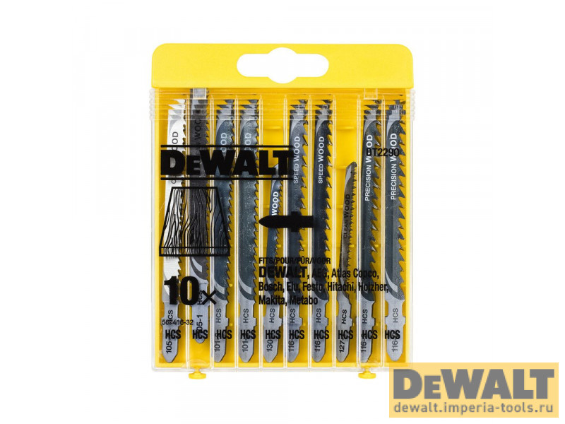 Набор пилок для лобзика по дереву DeWALT DT2290, 10 шт. Набор пилок для лобзика по дереву DeWALT DT2290, 10 шт.