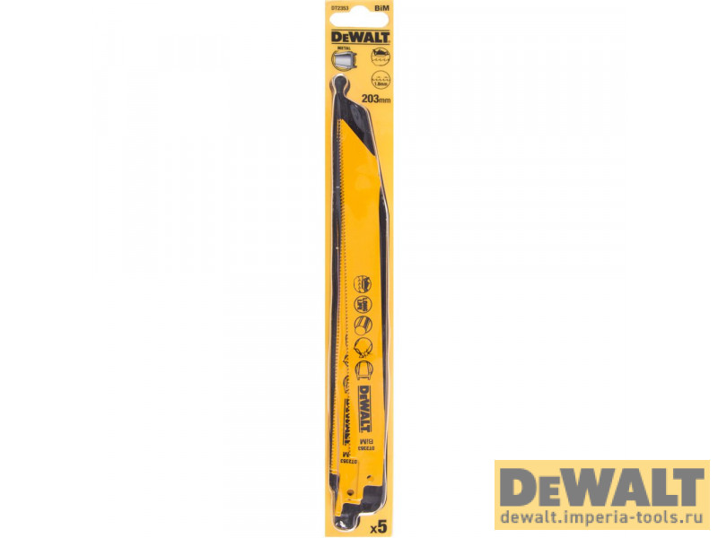 Полотно по металлу для сабельных пил биметаллическое DeWALT DT2353, BiM, 203 x 1.8 мм, 5 шт. Полотно по металлу для сабельных пил биметаллическое DeWALT DT2353, BiM, 203 x 1.8 мм, 5 шт.